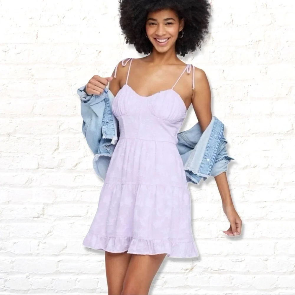 Wild Fable Violet Sleeveless Embossed Lace Floral Fit & Flare Mini Dress Large